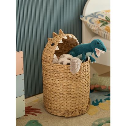 John Lewis Kids' Dino Water Hyacinth Storage Basket Natural | H50 x W30 x D30cm