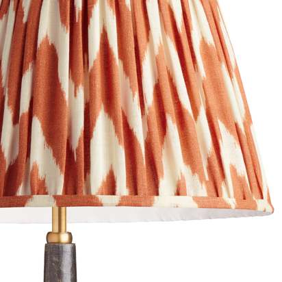 45cm straight empire gathered lampshade in orange printed linen ikat