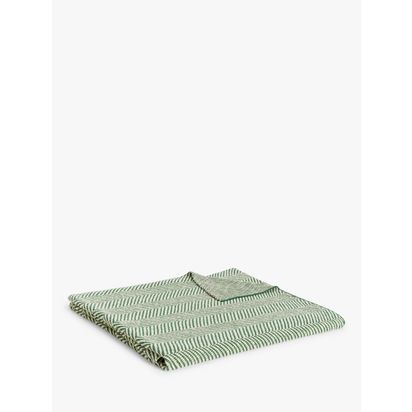 John Lewis Herringbone Knit Throw Green | L200 x W150cm