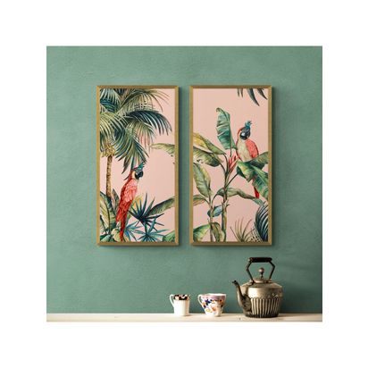 John Lewis Eva Watts 'Tropica II' Framed Prints, Set of 2, 82 x 42cm, Green/Multi Green/Multi | H82 x W42 x D2cm