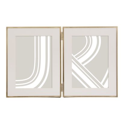 John Lewis Daya Double Photo Frame & Mount Brushed Brass | 20.7 x 31.7 x 1.3cm