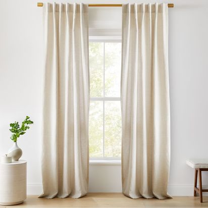 European Flax Linen Curtain + Blackout Panel, Natural, 122 cm x 213 cm