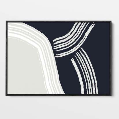 Navy Retro Curve Framed Canvas Art 70 x 100 cm Black