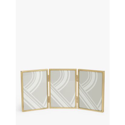 John Lewis Daya Triple Photo Frame Brushed Brass | H15.5 x W32.2 x D1.1cm