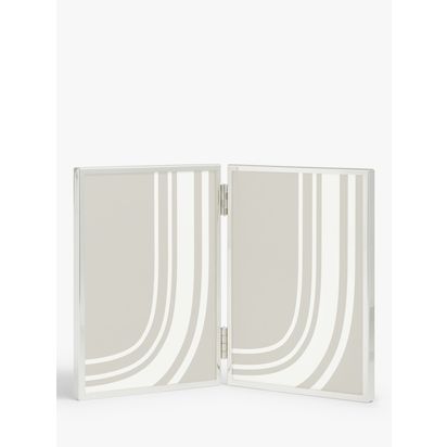 John Lewis Daya Double Photo Frame, Silver Plated Silver | H26.7 x W18.2 x D1.1cm