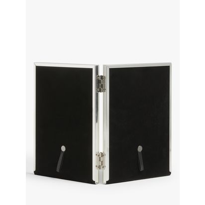 John Lewis Daya Double Photo Frame, Silver Plated Silver | H26.7 x W18.2 x D1.1cm