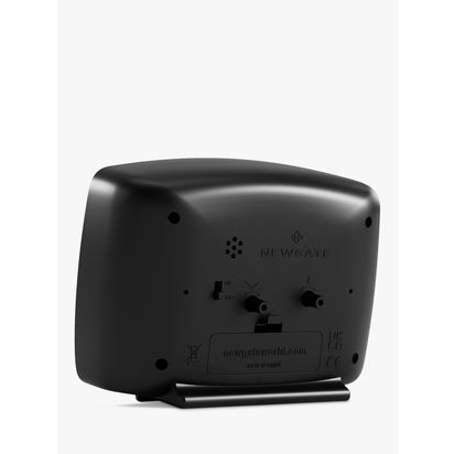 Newgate Clocks Retro Brooklyn Silent Sweep Alarm Clock, Black Black | H10.6 x W14 x D5.4m