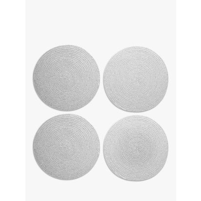 John Lewis Woven Cotton Blend Round Placemat, Set of 4, Light Grey Light Grey