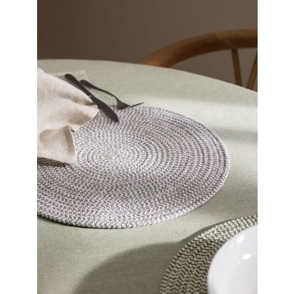 John Lewis Woven Cotton Blend Round Placemat, Set of 4, Light Grey Light Grey