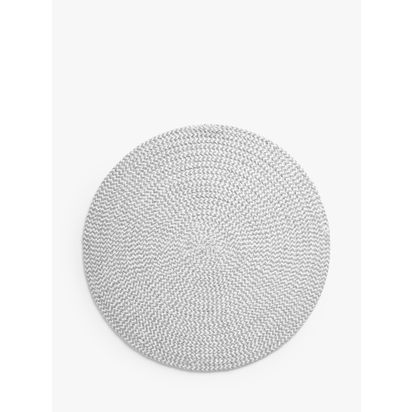 John Lewis Woven Cotton Blend Round Placemat, Set of 4, Light Grey Light Grey