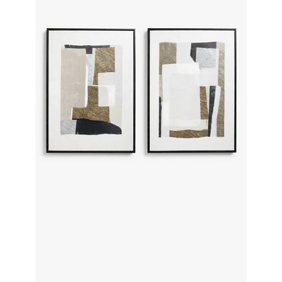 John Lewis Abstract Neutral Framed Canvas, Set of 2, 70 x 50cm, White/Multi White/Multi | H70 x W50 x 3.5cm