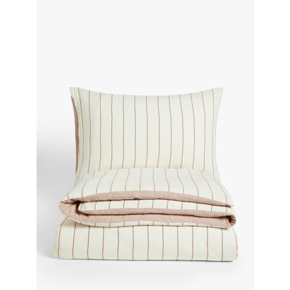 John Lewis Hayle Pure Cotton Gauze Reversible Stripe Bedding Multi | W135 x L200cm