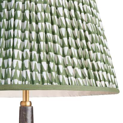 35cm straight empire lampshade in savannah block printed cotton in green