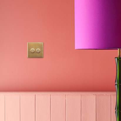 Two gang 2 way Florence dimmer switch in brass