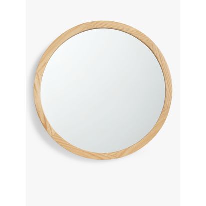 John Lewis Slim Solid Oak Wood Round Wall Mirror Natural Oak | D3.6 x Dia.100cm