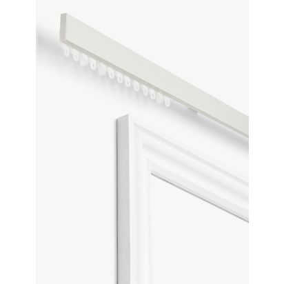 John Lewis Aluminium Uncorded Heavyweight Curtain Track, White White | H5 x W4 x D350cm