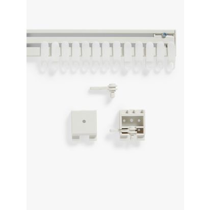 John Lewis Aluminium Uncorded Heavyweight Curtain Track, White White | H5 x W4 x D350cm