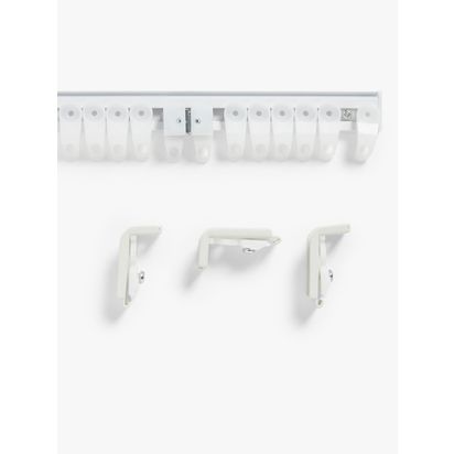 John Lewis Aluminium Slim Top Fix Uncorded Curtain Track, White White | H2 x W3.50 x D300cm