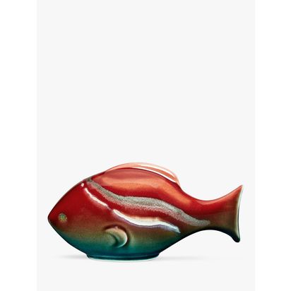 Poole Pottery Horizon Earthenware Large Fish Ornament, Red/Multi Red/Multi | H9 x W16 x D5cm