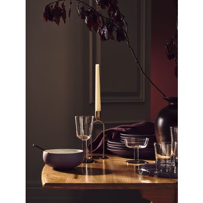 John Lewis Steel Elevated Candle Holder Gold | H20 x W8.3 x D8.3cm