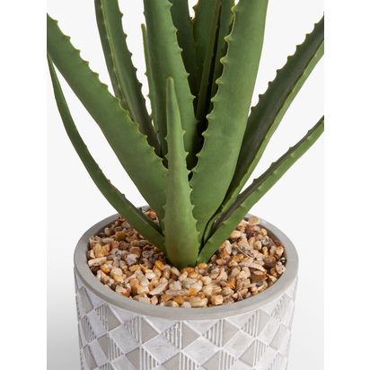 John Lewis Artificial Large Aloe Plant & Concrete Pot Multi | H40.5 x Dia.35cm