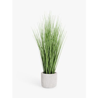 John Lewis Artificial Long Grass & Concrete Pot Multi | H54.6 x Dia.17.8cm