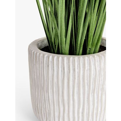 John Lewis Artificial Long Grass & Concrete Pot Multi | H54.6 x Dia.17.8cm
