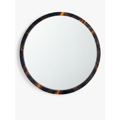 John Lewis Tortoiseshell Effect Round Wall Mirror, 60cm, Brown Brown | D1.5 x Dia.60cm