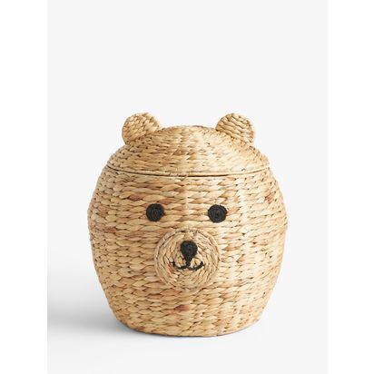 John Lewis Bear Water Hyacinth Storage Basket, Natural Natural | H41 x W40 x D40cm