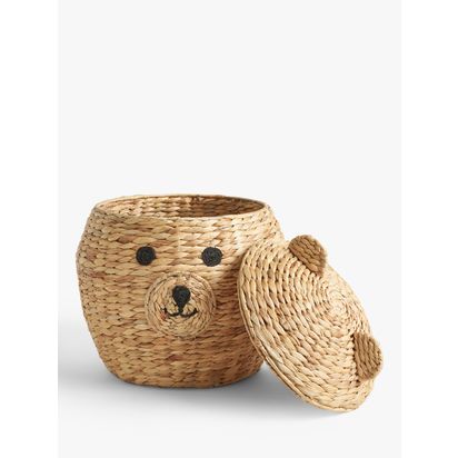 John Lewis Bear Water Hyacinth Storage Basket, Natural Natural | H41 x W40 x D40cm