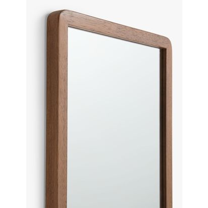 John Lewis Slim Solid Oak Wood Hall Mirror, 140 x 43cm Walnut | 140 x 43 x 2.8cm