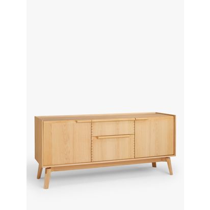John Lewis Notch 2 Door, 2 Drawer Sideboard, Oak Oak | H74 x W165 x D50cm