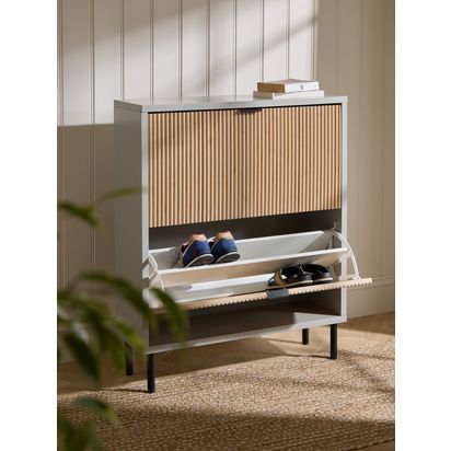 John Lewis Ridge Shoe Storage Rack, 2 Tier Grey | H105.50CM X W25.00CM X L 79.60CM