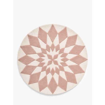 John Lewis Starburst Wool Rug, Dia. 100cm Plaster