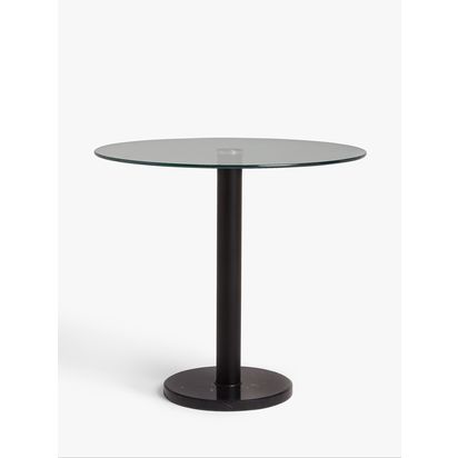 John Lewis Enzo 2 Seater Marble Dining Table, 80cm, Black Black | H76 x W80 x D87cm