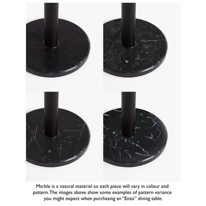 John Lewis Enzo 2 Seater Marble Dining Table, 80cm, Black Black | H76 x W80 x D87cm