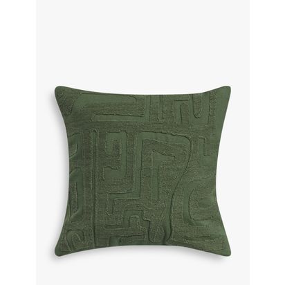 John Lewis Totemic Cushion, Green Green | L50 x W50cm