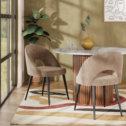 Lucille Dining Chair, Taupe Sustainable Velvet