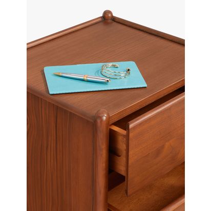 John Lewis Scandi 2 Drawer Wood Bedside Table, Walnut Finish Walnut Finish | H52 x W46 x D42cm