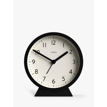 Jones Clocks Daybreak Quartz Analogue Alarm Clock Black | H12 x W11.1 x D4cm
