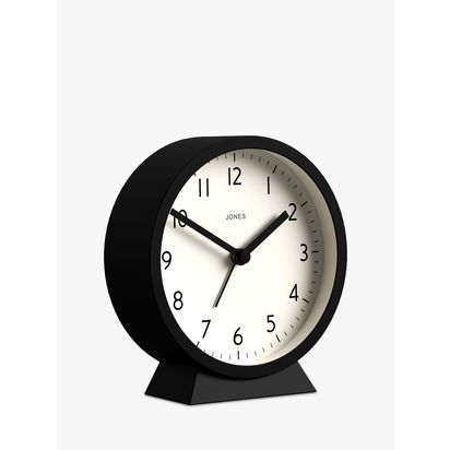 Jones Clocks Daybreak Quartz Analogue Alarm Clock Black | H12 x W11.1 x D4cm