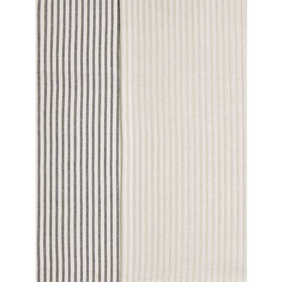 John Lewis Woven Stripe Cotton Tea Towels, Pack of 2, Charcoal Charcoal | W50 x L70cm
