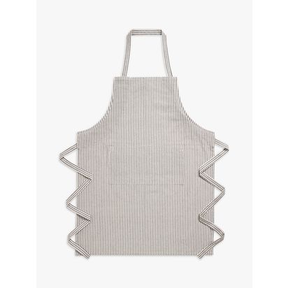 John Lewis Woven Stripe Apron, Charcoal Charcoal | H0.30 x W85 x D90cm
