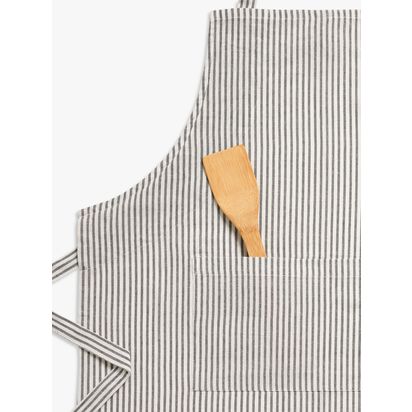 John Lewis Woven Stripe Apron, Charcoal Charcoal | H0.30 x W85 x D90cm