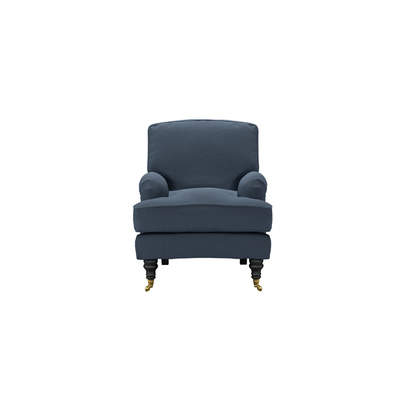 Bluebell Small Armchair in Midnight Blue Brushed Linen Cotton