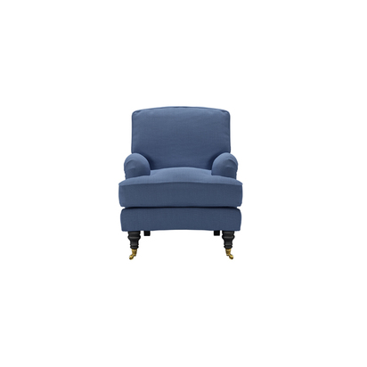 Bluebell Small Armchair in Oxford Blue Brushed Linen Cotton
