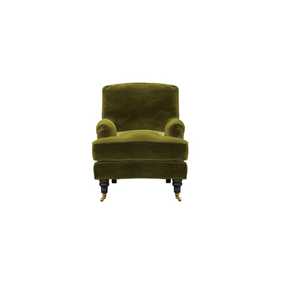 Bluebell Small Armchair in Olive Cotton Matt Velvet
