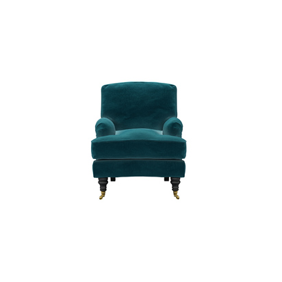 Bluebell Small Armchair in Deep Turquoise Cotton Matt Velvet