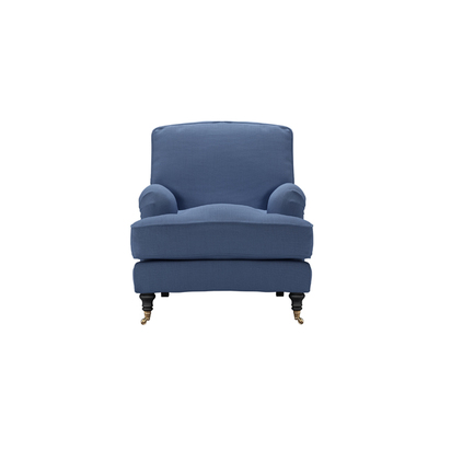Bluebell Armchair in Oxford Blue Brushed Linen Cotton