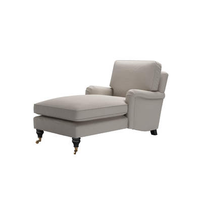Bluebell Chaise Armchair in Stone Brushed Linen Cotton